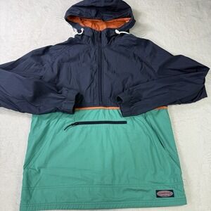 Vineyard Vines Jacket Men's Small Island Anorak 1/2 Zip Blue Hooded Colorblock
